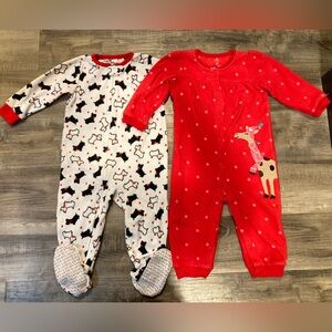 Carter's Red and White fleece footie sleepers